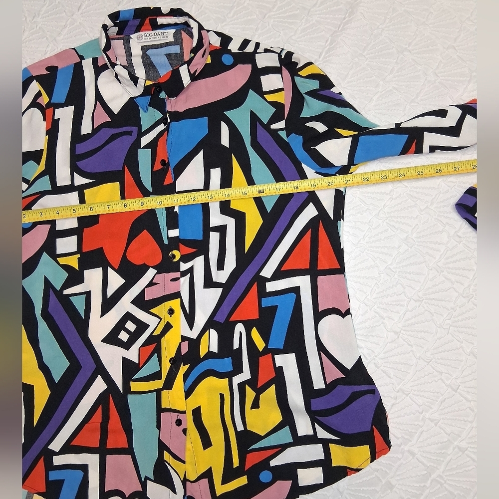 Big Dart Vtg Colorful Abstract Women's Button Down Shirt Size Eur 44dc/h42 Uk18 - Picture 14 of 17